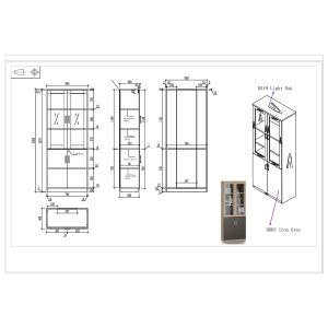 Шкаф RFG Milano, със стъклени врати, 800 х 400 х 2000 mm, ПДЧ, светъл дъб и сиво