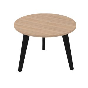 Ниска маса Narbutas Nova Wood, 700 x 700 х 480 mm, кръгъл плот, ПДЧ, меламин кехлибарен дъб, черни дървени крака