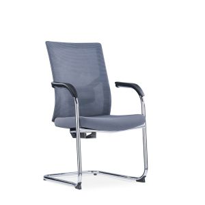 Посетителски стол RFG Snow Black M, дамаска и меш, до 120 kg, светлосива седалка, светлосива облегалка, 2 броя в комплект