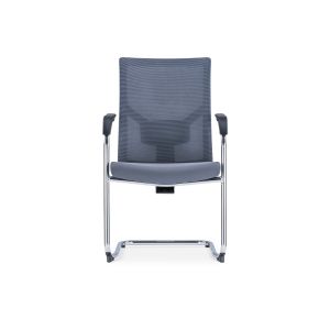 Посетителски стол RFG Snow Black M, дамаска и меш, до 120 kg, светлосива седалка, светлосива облегалка, 2 броя в комплект