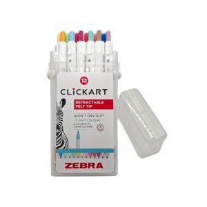 Zebra Флумастер Clickart, автоматичен, 12 цвята