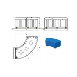 Табуретка RFG Curve, екокожа, 90 х 90 х 43 cm, синя