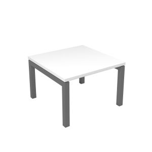 Ниска маса Narbutas Nova, 600 x 600 x 400 mm, квадратен плот, ПДЧ, бял меламин, сив метал, крак тип U