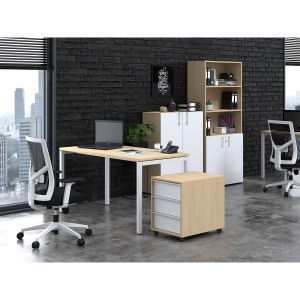 Шкаф Narbutas Choice, 800 x 420 x 1075 mm, ПДЧ 18 mm, корпус с избелен дъб, бели врати с бяла правоъгълна дръжка