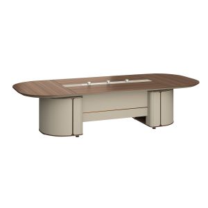Заседателна маса RFG Savona, 3200 х 1400 х 750 mm, овален плот, ПДЧ 25 mm, австралийски дъб и сиво