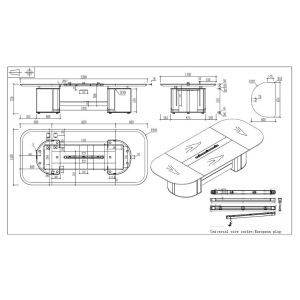 Заседателна маса RFG Savona, 3200 х 1400 х 750 mm, овален плот, ПДЧ 25 mm, австралийски дъб и сиво
