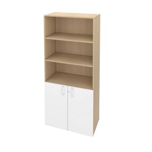 Шкаф Narbutas Choice, 800 x 420 x 1780 mm, ПДЧ 18 mm, корпус с избелен дъб, бели врати с бяла правоъгълна дръжка