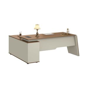 Бюро RFG Elmaz, с шкаф, 2000 х 1500 х 760 mm, ПДЧ 40 mm, австралийски дъб и сиво