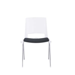 Посетителски стол RFG Sweet Chrome White, дамаска и полипропилен, до 120 kg, черен, 4 броя в комплект