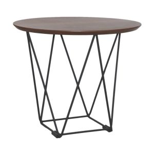 Ниска маса RFG Erika H, 52 x 52 x 42 cm, кръгъл плот, ПДЧ 18 mm, плот орех, черни метални крака, сглобена мостра