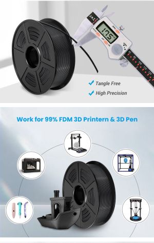Филамент за 3D принтер, ABS, 1.75 mm, 1 kg, черен