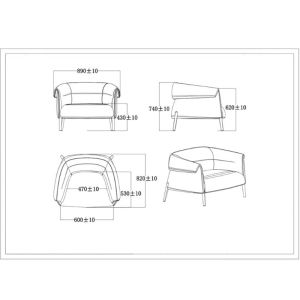 Фотьойл RFG Megan, с подлакътник, текстил, 890 х 820 х 740 mm, черен