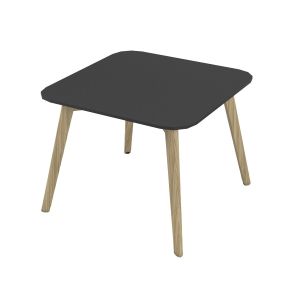 Ниска маса Narbutas Nova Wood, 700 x 700 x 480 mm, квадратен плот, MDF 26 mm, HPL черен плот, дървени крака