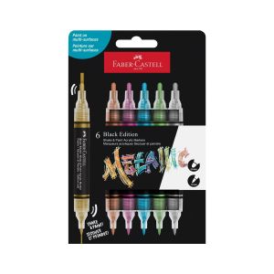 Faber-Castell Акрилен маркер Black Edition, 6 металикови цвята