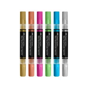 Faber-Castell Акрилен маркер Black Edition, 6 металикови цвята