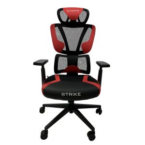 Геймърски стол RFG Strike, дамаска и меш, Multi-function механизъм, метална основа, до 130 kg, черно-червен