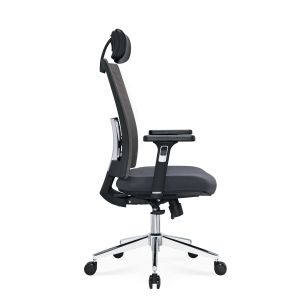 Ергономичен стол RFG Luxe Chrome HB, дамаска и меш, Multi-function механизъм, до 120 kg, сив