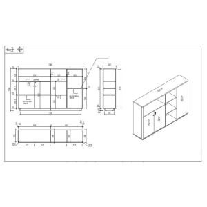 Шкаф RFG Paris, 2000 х 400 х 1300 mm, ПДЧ, орех и сиво