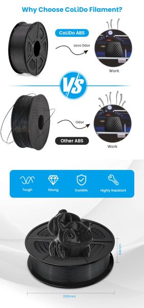 Филамент за 3D принтер, ABS, 1.75 mm, 1 kg, бял