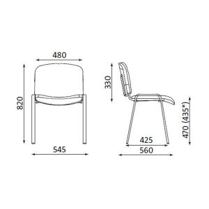 Посетителски стол ISO Black, текстил, метална основа, до 120 kg, тъмносив