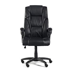 Директорски стол Fuego, естествена кожа, Tilt механизъм, до 130 kg, черен
