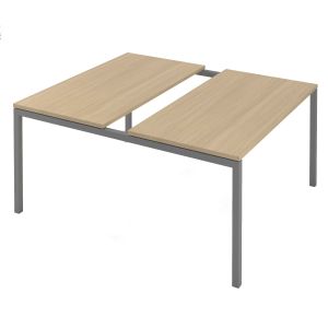 Заседателна маса Narbutas Nova, 1400 x 1640 x 740 mm, правоъгълен плот, ПДЧ 25 mm, меламин избелен дъб, сив метал, крак тип U