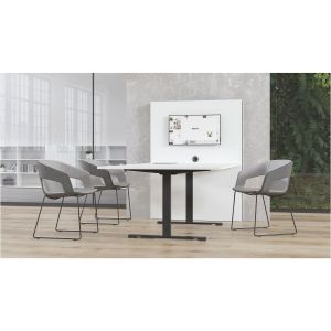 Заседателна маса Narbutas T-Easy, 2000 x 1200 x 740 mm, правоъгълен плот, ПДЧ 25 mm, меламин избелен дъб, сив метал, крак тип I