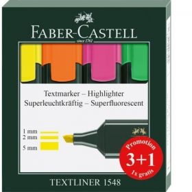 Текст маркер Faber-Castell к-т 4-цвята неон