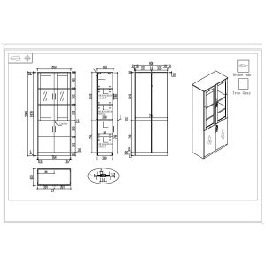 Шкаф RFG Chicago, със стъклени врати, 800 х 400 х 2000 mm, ПДЧ, дъб Рейн и тъмносиво