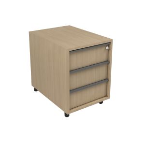 Контейнер за бюро Narbutas Nova A, 428 x 600 x 560 mm, ПДЧ, меламин избелен дъб, сива вградена дръжка