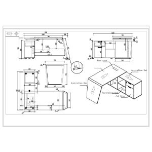 Бюро RFG Elmaz, с шкаф, 1600 х 1400 х 760 mm, ПДЧ 40 mm, австралийски дъб и сиво