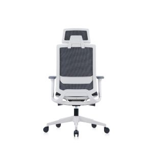 Ергономичен стол RFG Meteor X White HB, дамаска и меш, до 130 kg, черна седалка, черна облегалка