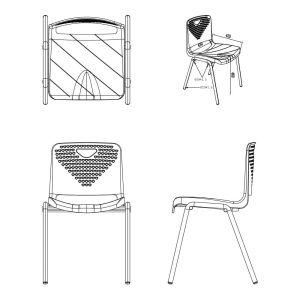 Ученически стол RFG Stilo, от VIII до XII клас, 430 х 425 х 460 mm, полипропилен, син