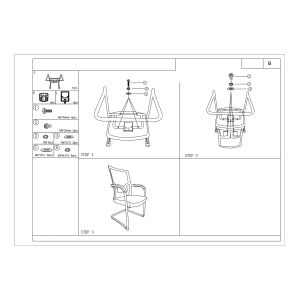 Посетителски стол RFG Snow M, дамаска и меш, до 120 kg, черна седалка, черна облегалка, 2 броя в комплект