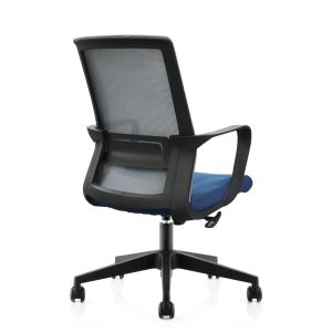 Офис стол RFG Smart W, дамаска и меш, Tilt механизъм, до 120 kg, синя седалка, сива облегалка