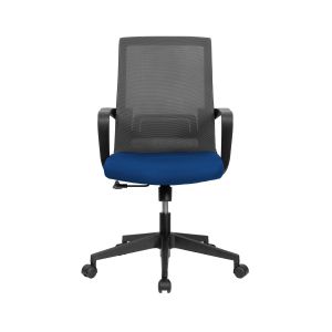 Офис стол RFG Smart W, дамаска и меш, Tilt механизъм, до 120 kg, синя седалка, сива облегалка