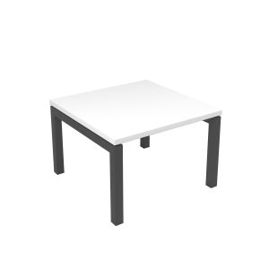 Ниска маса Narbutas Nova, 600 x 600 x 400 mm, квадратен плот, ПДЧ, бял меламин, тъмносив метал, крак тип U