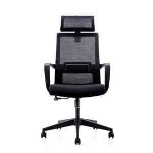 Директорски стол RFG Smart HB, дамаска и меш, Tilt механизъм, до 120 kg, черна седалка, черна облегалка