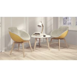 Ниска маса Narbutas Nova Wood, 700 x 700 х 480 mm, кръгъл плот, MDF 26 mm, HPL черен плот, дървени крака