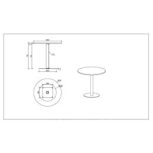 Заседателна маса RFG Barry, 800 х 800 х 750 mm, кръгъл плот, ПДЧ 25 mm, метална основа, бряст, бяла основа