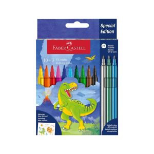 Faber-Castell Флумастери Динозавър, 10 стандартни и 3 металикови цвята