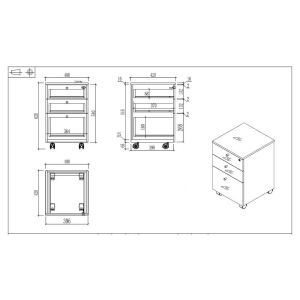 Контейнер за бюро RFG Paris, 400 х 420 х 620 mm, ПДЧ 16 mm, орех и сиво