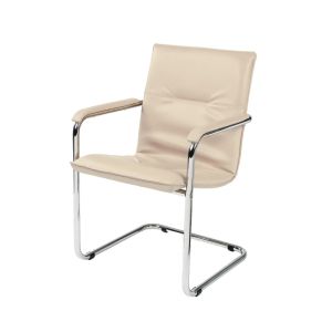 Посетителски стол Nowy Styl Rumba Lux, екокожа, до 120 kg, бежов