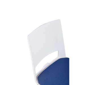 Посетителски стол RFG Sweet Chrome White, дамаска и полипропилен, до 120 kg, син, 4 броя в комплект