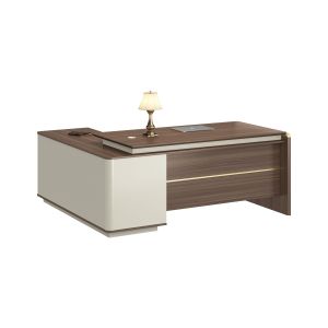 Бюро RFG Lisabon, с шкаф, 1800 х 1650 х 760 mm, ПДЧ 25 mm, тъмен дъб и сиво