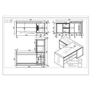 Бюро RFG Lisabon, с шкаф, 1800 х 1650 х 760 mm, ПДЧ 25 mm, тъмен дъб и сиво