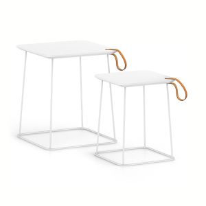 Ниска маса Interstuhl Hub HU920, правоъгълен плот, HPL, метална основа, бяла, 2 броя в комплект