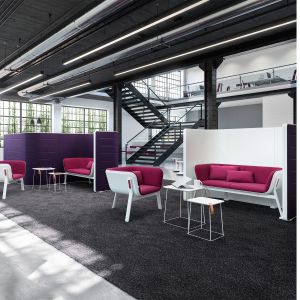 Ниска маса Interstuhl Hub HU920, правоъгълен плот, HPL, метална основа, бяла, 2 броя в комплект