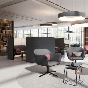 Ниска маса Interstuhl Hub HU920, правоъгълен плот, HPL, метална основа, бяла, 2 броя в комплект