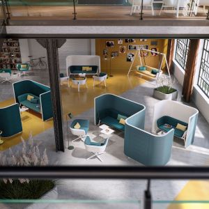 Ниска маса Interstuhl Hub HU920, правоъгълен плот, HPL, метална основа, бяла, 2 броя в комплект